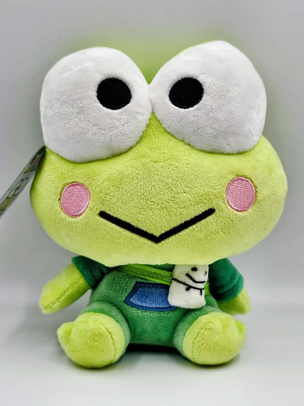 Sanrio Keroppi Plush Frog in Green with White Eyes and Pink Cheeks